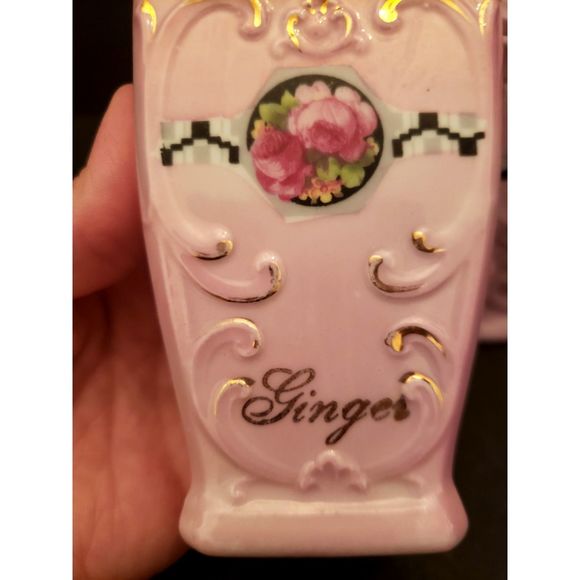 Mepoco Spice Jar Containers Pink Lusterware Pepper Ginger Vintage Germany - Picture 11 of 15